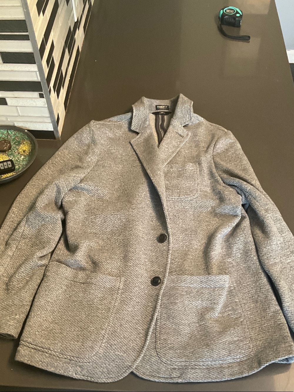Faherty Gray Knit Blazer - Two-Button Casual Jacket